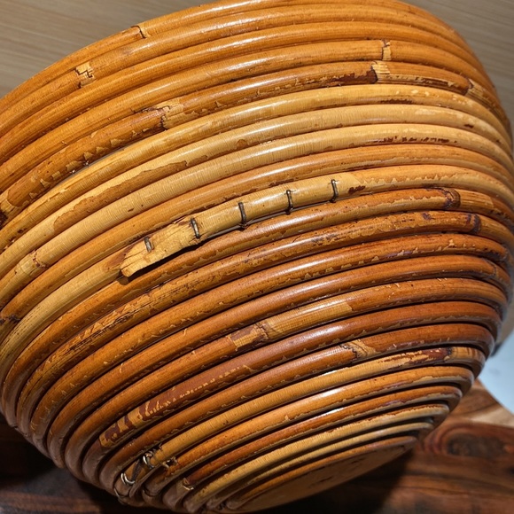 Vintage Mid Century Modern Bamboo Pencil Reed Bowl in style of Gabriella Crespi - Picture 10 of 12